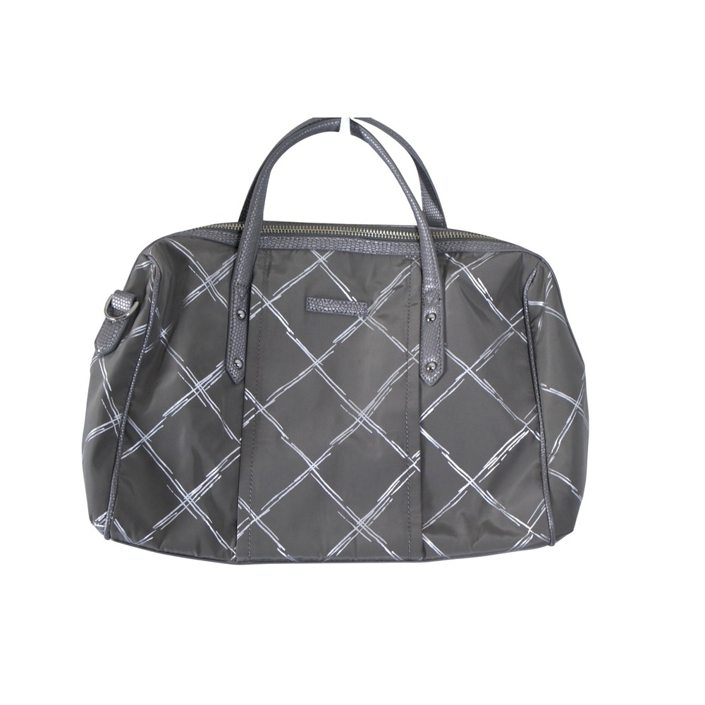 Vera Bradley Gray Diamond Pattern Shoulder Bag Duffle Satchel Travel Tote